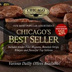 Chicago Steaks- We specialize in hand-cut, Mid-West raised USDA Prime beef. The very best steaks your money can buy. We raise, trim and age our steaks using centuries-old techniques then vacuum-seal each individually locking in flavor and freshness.