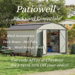 Patiowell- Our products not only provide you with backyard storage space, but also assist you complete personalized DIY works. You can use your imagination to match various accessories or decorations to create your own unique space. The shed is not only a space for your backyard tools but also a room for your creative ideas. And the deck box will be more than a box. You can make it a treasure box if you want.