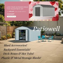 Patiowell sheds provides you with backyard storage space, and can assist you in finishing your projects. Use your vision to match various accessories or decorations to create your own unique space. The shed isn't only for your tools but also a room for your creative.