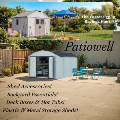 Patiowell sheds provides you with backyard storage space, and can assist you in finishing your projects. Use your vision to match various accessories or decorations to create your own unique space. The shed isn't only for your tools but also a room for your creative.