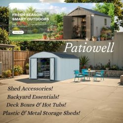 Patiowell sheds provides you with backyard storage space, and can assist you in finishing your projects. Use your vision to match various accessories or decorations to create your own unique space. The shed isn't only for your tools but also a room for your creative.