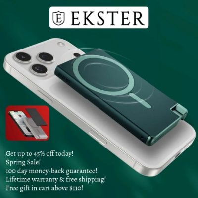 Ekster flagship leather smart wallets are perfect for slim storage and quick card access. Built-in aluminum cardholder fans out your cards at the click of a button and protects them against RFID skimming. Holds 1 to 12 cards and bills. Plus add a tracker to make it unlosable.