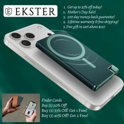 Ekster flagship leather smart wallets are perfect for slim storage and quick card access. Built-in aluminum cardholder fans out your cards at the click of a button and protects them against RFID skimming. Holds 1 to 12 cards and bills. Plus add a tracker to make it unlosable.
