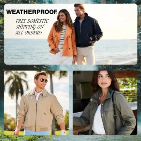 Since 1948, Weatherproof® Garment company has been one of the nation's leading brand names in outerwear. Our diverse collection of styles are designed to offer superior comfort, high quality and exceptional values. Through the use of innovative styling and technologically advanced fabrics, our functional garments are ideal to shield against rain, wind, and cold.