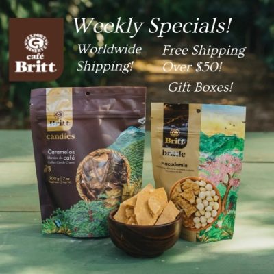 Cafe Britt-From the very beginning, Café Britt has proudly roasted it's coffee in the heart of it's origin of Costa Rica. This commitment to local roasting sets us apart from other coffee companies and is a hallmark of our brand. Our beans are hand picked at their peak ripeness, then expertly roasted and packed right here in Costa Rica, ensuring you receive the freshest coffee possible.
