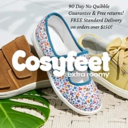 Cosyfeet started in 1983 with an idea, to make charming, extra roomy footwear for swollen feet. We’ve expanded our range so now there’s something for everyone. Also ultra-comfy socks and hosiery, prime foot care solutions and innovative mobility products.