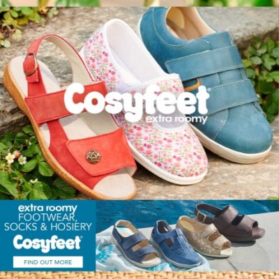 Cosyfeet started in 1983 with a simple idea – to make attractive, extra roomy footwear for swollen feet. Since then, we’ve expanded our range so now there’s something for everyone including ultra-comfy socks and hosiery, premium foot care solutions and innovative mobility products. We are a company that genuinely cares about our customers and their needs. We offer high quality products, that give value for money, along with a shopping experience that’s as easy and pleasant as possible.