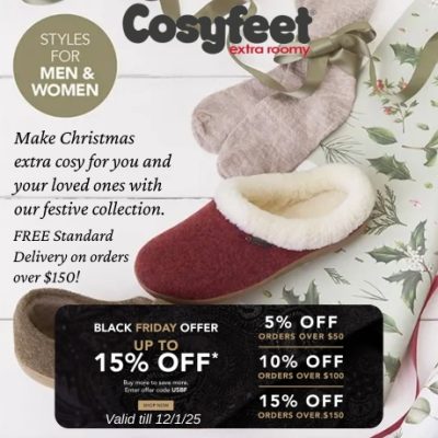 Cosyfeet started in 1983 with a simple idea – to make attractive, extra roomy footwear for swollen feet. Since then, we’ve expanded our range so now there’s something for everyone including ultra-comfy socks and hosiery, premium foot care solutions and innovative mobility products. We are a company that genuinely cares about our customers and their needs. We offer high quality products, that give value for money, along with a shopping experience that’s as easy and pleasant as possible.