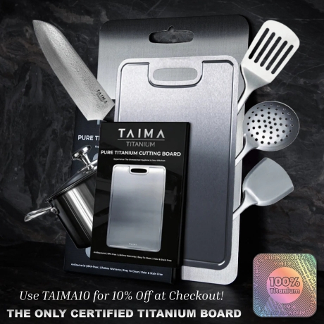 TAIMA believes kitchen tools should be safe, strong, and built to last. That’s why we make 100% titanium kitchenware, a material trusted in medical fields for its purity, strength and antibacterial properties. Millions of Americans are already using Taima in their kitchens. Experience the Taima difference today!