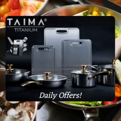TAIMA believes kitchen tools should be safe, strong, and built to last. That’s why they make 100% titanium kitchenware, a material trusted in medical fields for its purity, strength and sanitary features. Millions of Americans are feeling the change today!