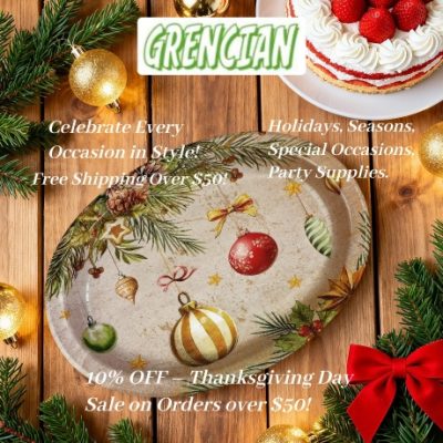 Grencian aims to bring joy, style, and convenience to every celebration. Our mission is to provide premium-quality party essentials, including party plates, napkins, and party favors, that combine functionality with fun and creativity. We believe that every event, big or small, deserves a touch of magic, and we’re dedicated to helping you create memories that last a lifetime.