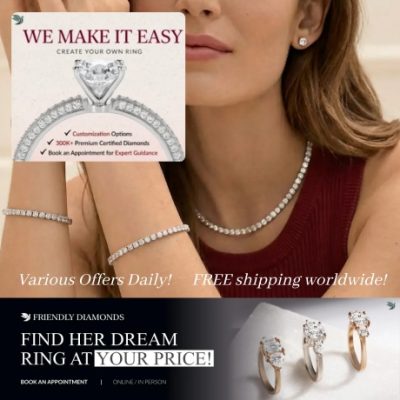 Friendly Diamonds started with a vision, to make the process of finding the perfect diamond or jewelry less intimidating, and more friendly. This led us to lab grown diamonds- a friendly alternative that is guilt-free, ethical, and never-mined.