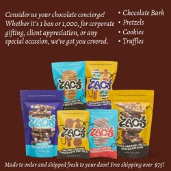 Zac's Sweet Shop makes gourmet delicious chocolates. From bite-sized chocolate confections including truffles, cookies, pretzels, and chocolate bark. They're on a mission to reinvent the box of chocolates through purpose, passion, and innovation.